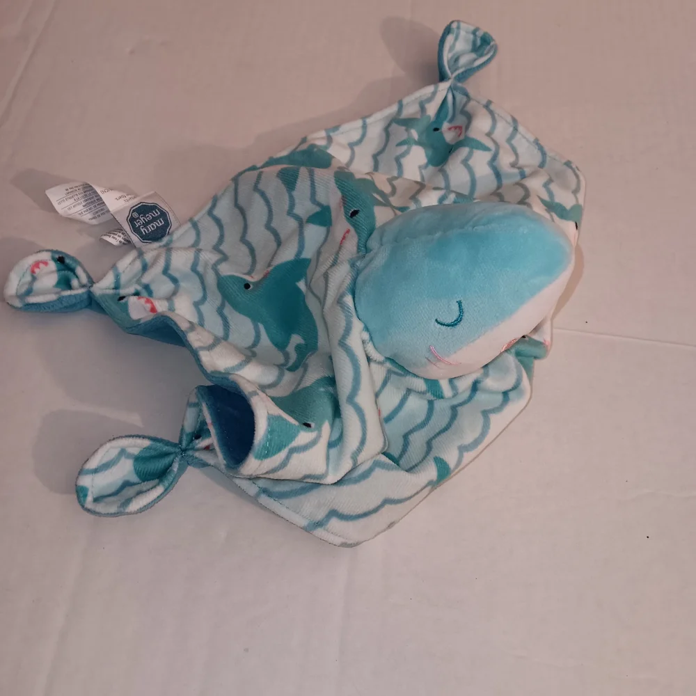 Mary Meyer Teal and White Plush Shark Blanket Blue White